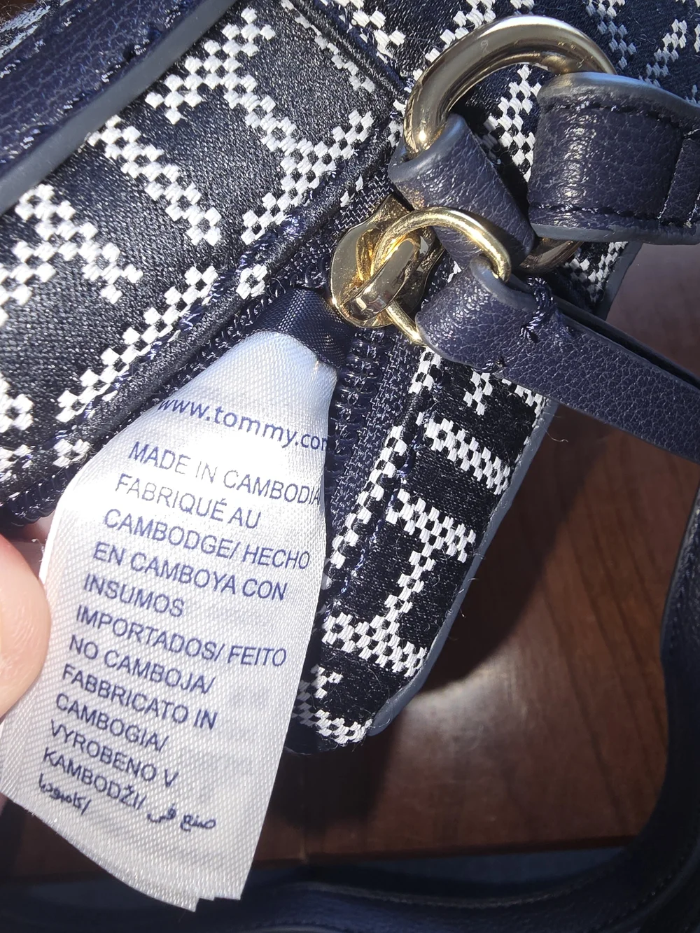 Tommy Hilfiger Navy and White Crossbody Camera Bag